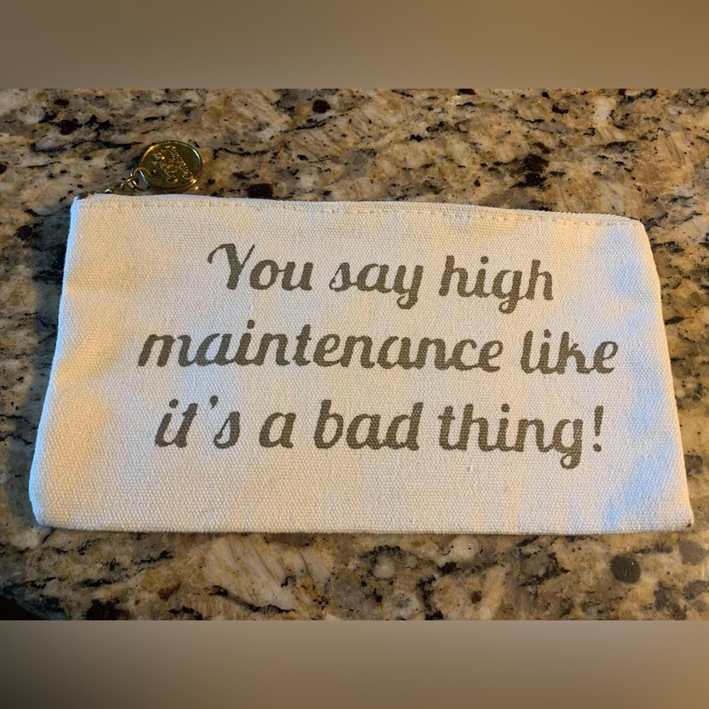 White Canvas Pouch with Quote